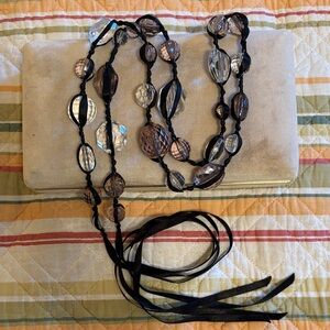 Black ribbon & Beaded Belt/Necklace